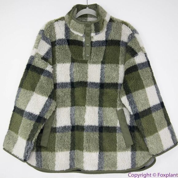 NEW Madewell (Re)sourced Sherpa Popover Tunic Jacket in Plaid, L,NB532 - Picture 3 of 16